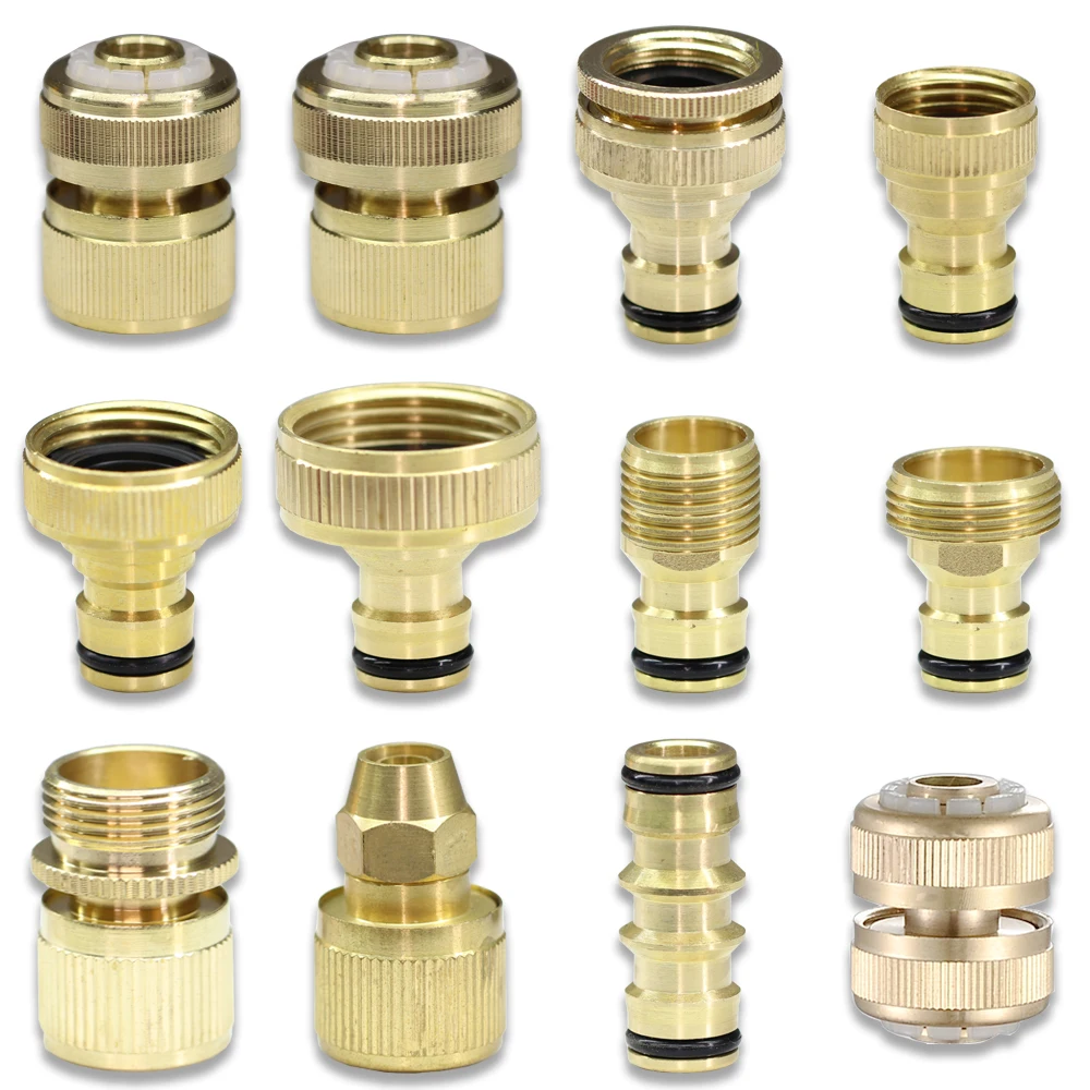 

1/2'' 3/4'' 1'' Brass Tap Quick Connecter 16mm 20mm Copper Hose Coupling Adapter Garden Tubing Repair Watering Gun Fittings Tool