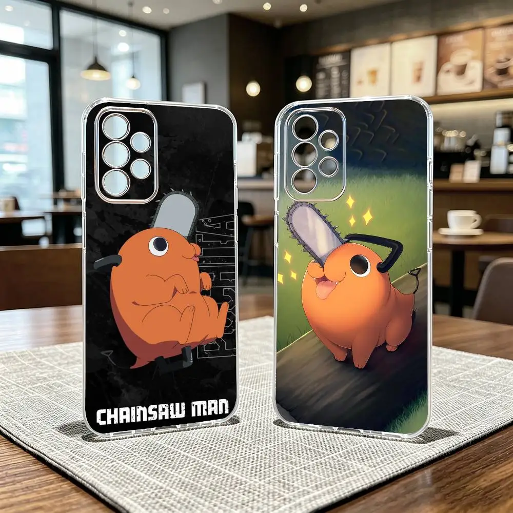 P-Pochita Anime Phone Case Transparent Silicone Soft For Samsung S25,S24,S21,S22,S23,S30,Ultra,S20,Plus,Fe