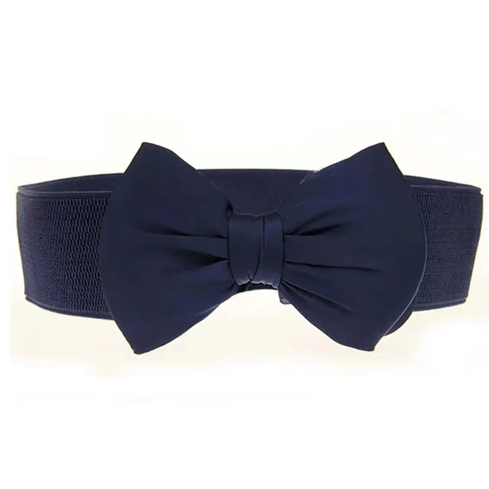 1Pcs New Big Bowknot Waist Belt Elastic Stretch Buckle Bow Waistband Wide Satin Bow Belt Clubs Party