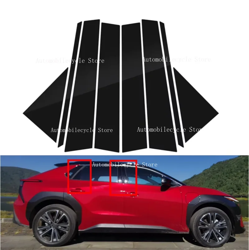 6PCS Glossy Black Pillar Posts Fit For Toyota BZ4X 2022-2023  Window Moulding B C Center Sticker Cover