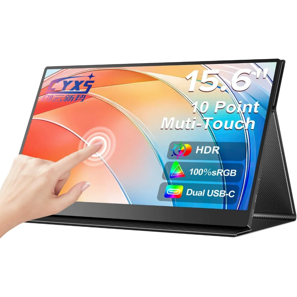 

15.6" Portable Touchscreen 1080P USB C Built-in Speakers For Travel For Laptop/PC/XboxPS4/5/Switch/Phone