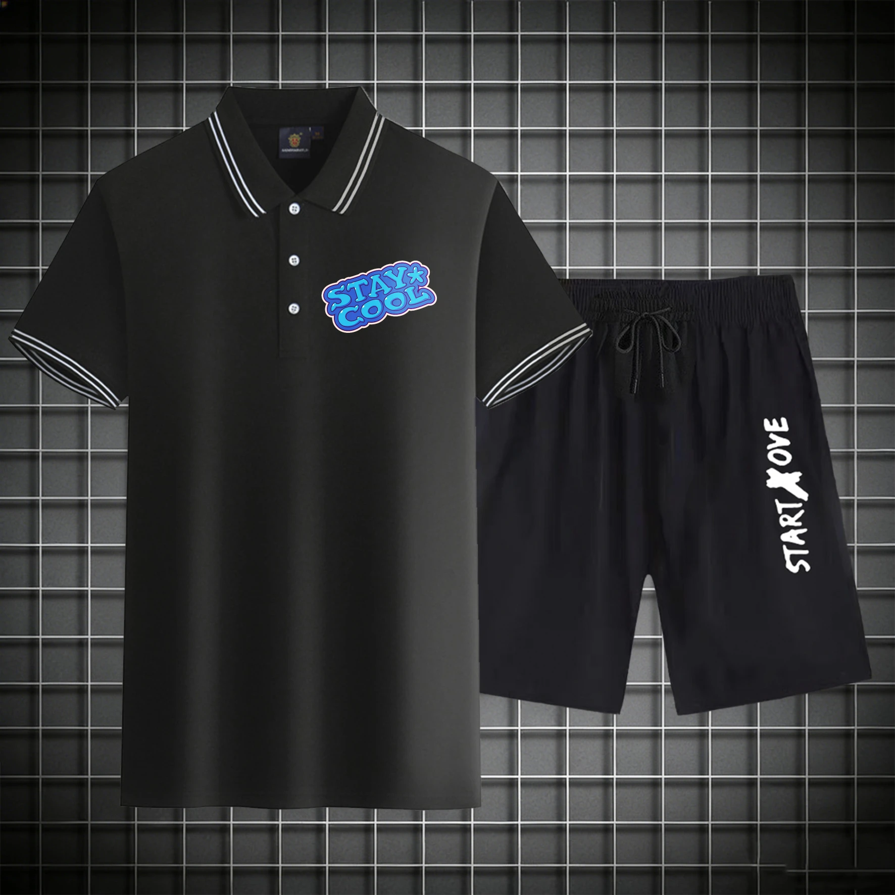 

men's Polos sets 2026 Summer clothing set Graphic Short sleeve sets for men Suit for man Printed Polyester men's Tracksuit set