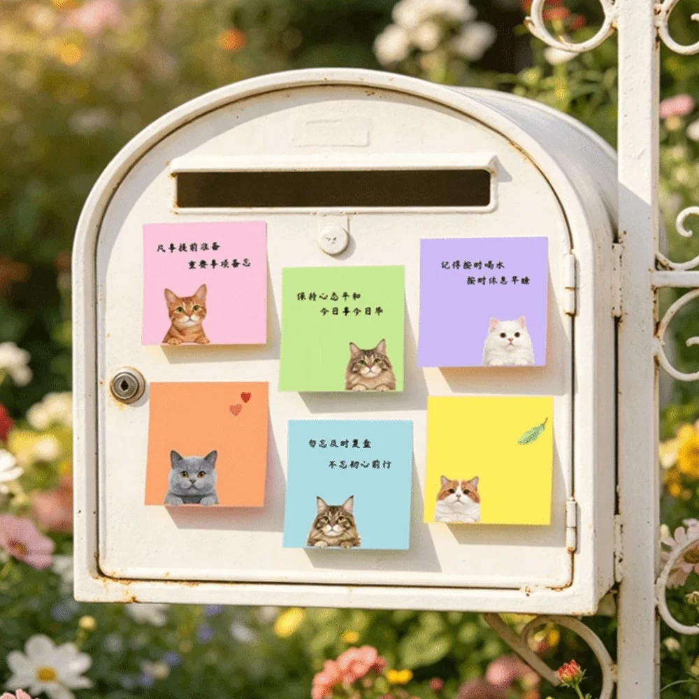 Animal Pattern Animal Sticky Notes Cartoon Kitten Puppy Pet Themed Cat Dog Note Pad Self-Adhesive Macaron Cat