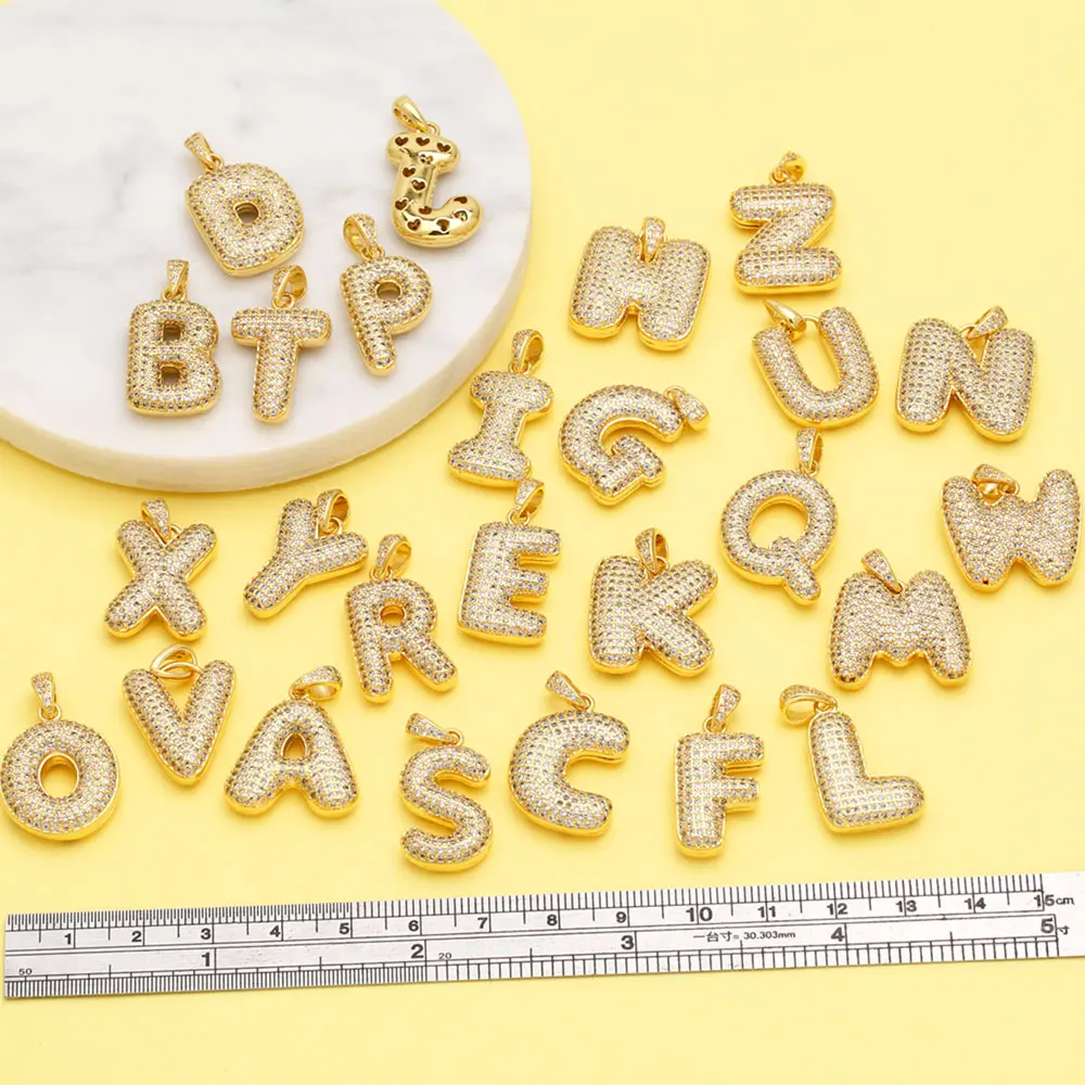 OCESRIO Alphabet Crystal Big Initial Letter Necklaces Pendant Copper Gold Plated Chunky Jewelry Making Supplies pdtb470