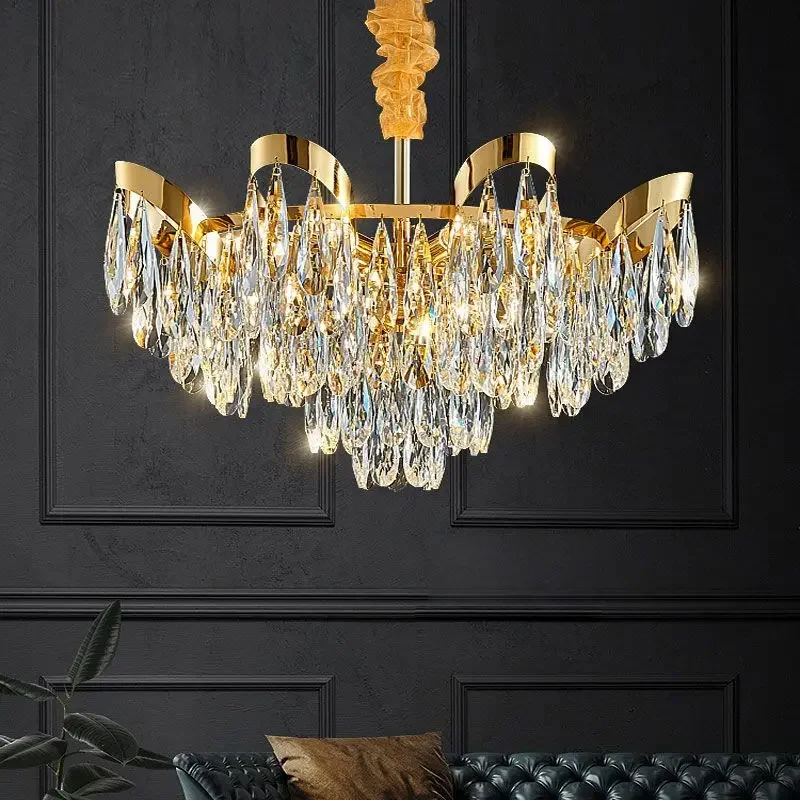 Modern LED Sunflower Crystal Ceiling Chandeliers Bionic Luxury Pandent Light Atmosphere High-end Living Dining Room Hanging Lamp