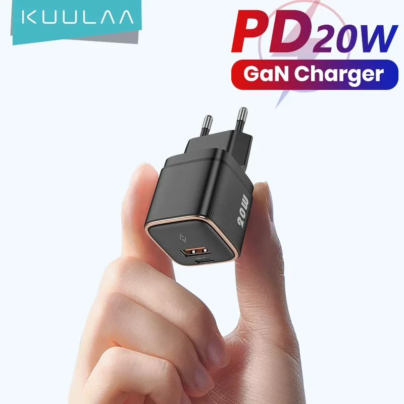 

KUULAA 20W GaN USB Type C Charger PD Fast Charge for iPhone 16 15 14 13 12 Pro Max Phone QC 3.0 Quick Charging for Huawei Xiaomi