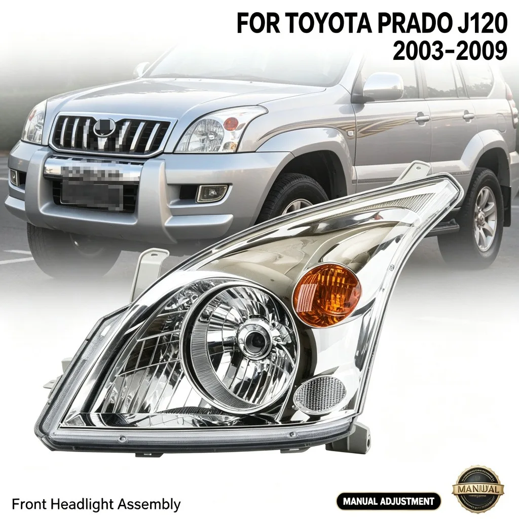 Front Headlight For Toyota Prado J120 2003-2009 Manual Electric Adjustment OE 81170-6A050 Turn Signal Left Right Pair