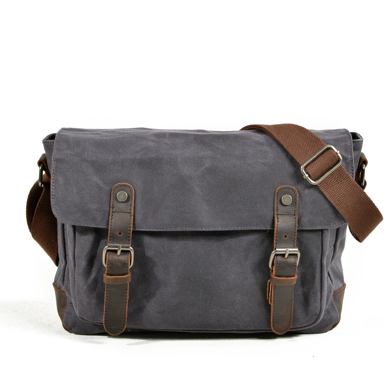 Thickened First-layer Cowhide Waterproof Waxed Canvas Men's Briefcase Retro Men's Bag Shoulder Laptop Messenger Travel Bag