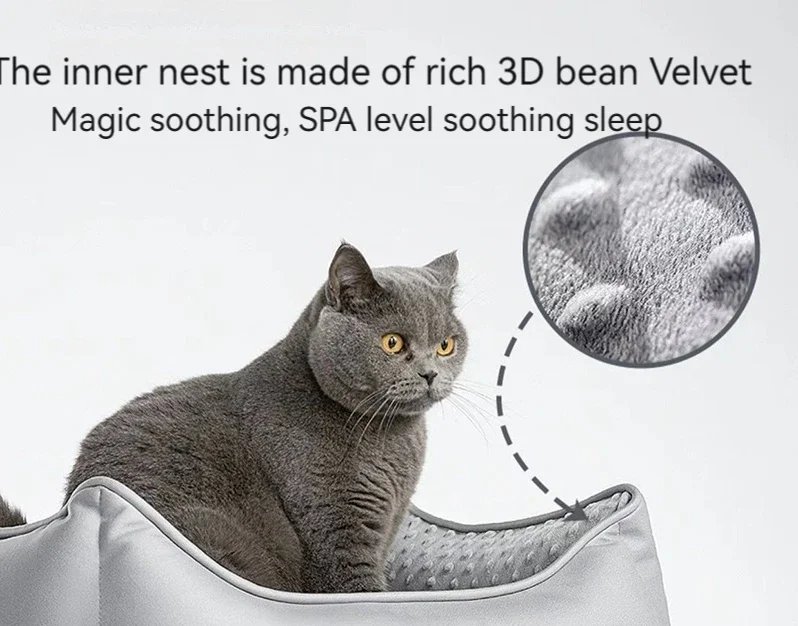 Smart Thermostatic Cat Bed Warm Waterproof Cat Nest Durable USB Portable Removable and Washable Suede Resistant Leather Pet Bed