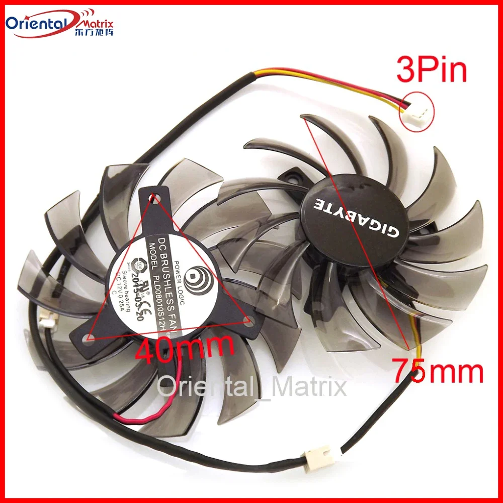 

2pcs/lot PLD08010S12H 75mm DC12V 0.25A Video Card Fan For GIGABYTE Graphics Card Cooler Cooling Fan