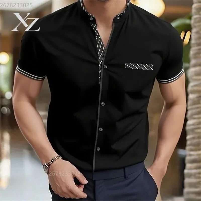 Men's New 3D Printed Short Sleeve Shirt Business Office Wear Fashion Casual Breathable Fabric XS-6XL