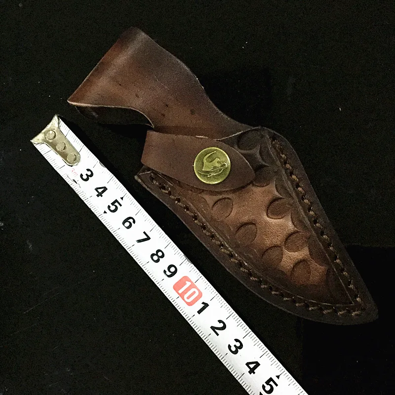 

New Outdoor Cowhide Carved Knife Case, Genuine Leather Self-defense Knife Sheath, Roman Retro Protective Case Washing Color
