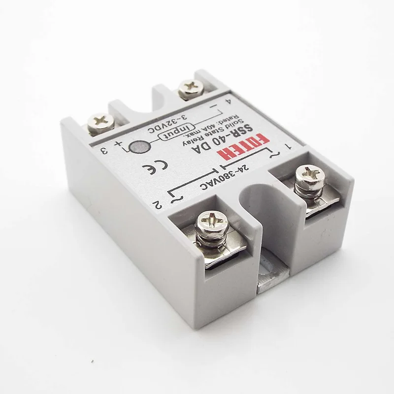 SSR-40DA 40A Solid State Relay Module 4-32V Input   DC 24V 380V AC Output Power Supply Relays