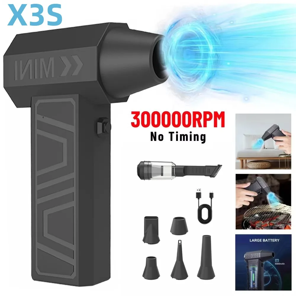 

Mini Turbo Jet Fan 30000RPM Electric Air Blower Outdoor Camping Duster 52m/s Powerful Air Duster Handheld Car Cleaning Tools