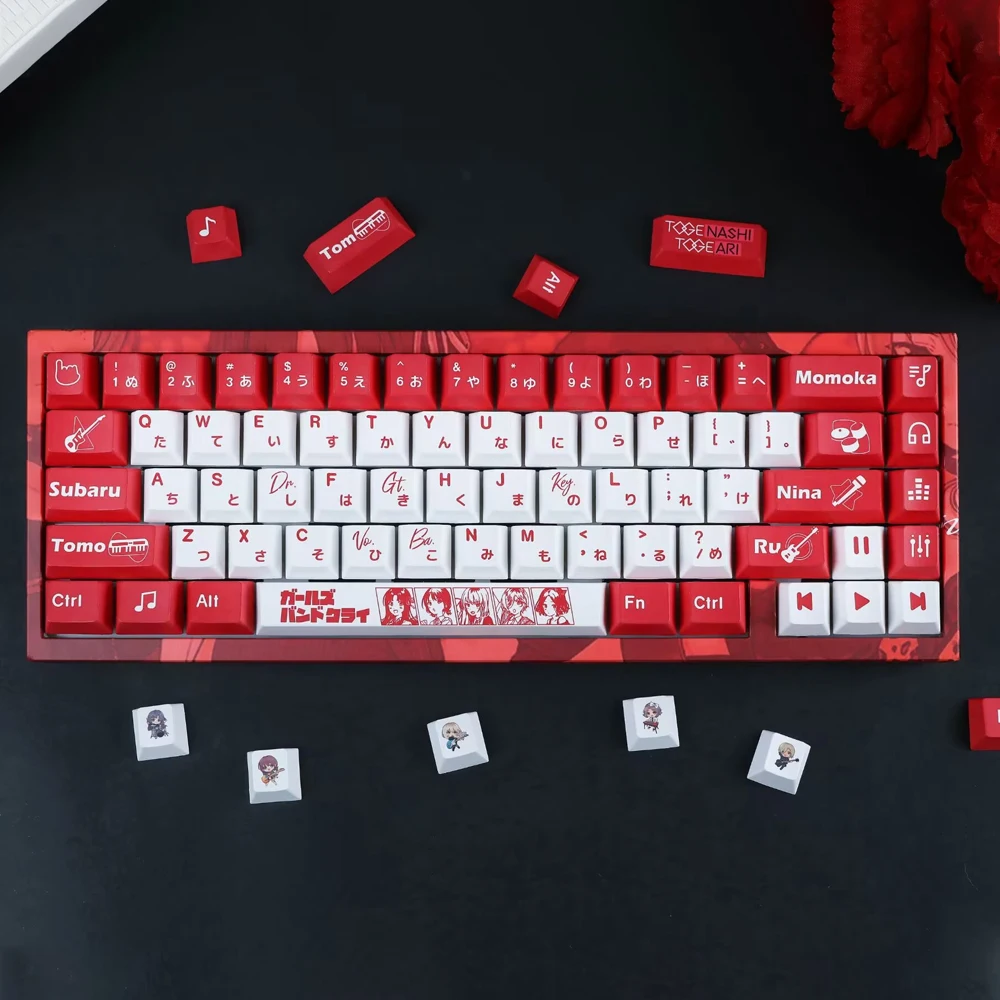 GBC Theme Keycaps GIRLS BAND CRY Cartoon PBT Keycap Cherry Profile 5-Side Dye-Sub PC Gaming DIY for MX Axis Mechanical Keyboard
