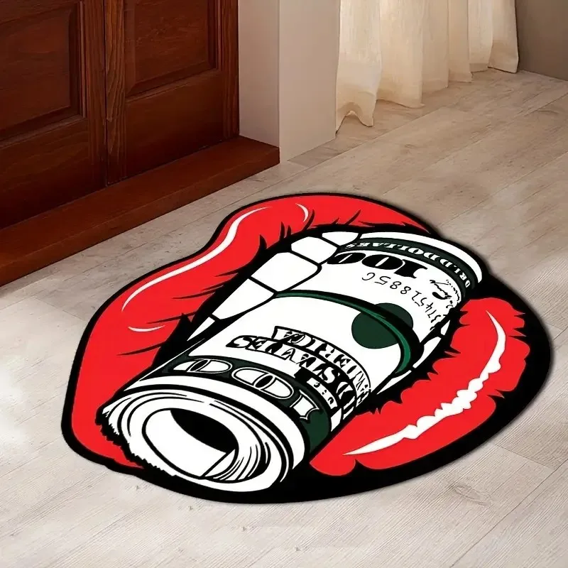 VIKAMA Sexy Lippen-Kreativteppich, rutschfest und saugfähig, Badezimmerteppich, Heimdekoration, Schlafzimmer- und Wohnzimmerteppich
