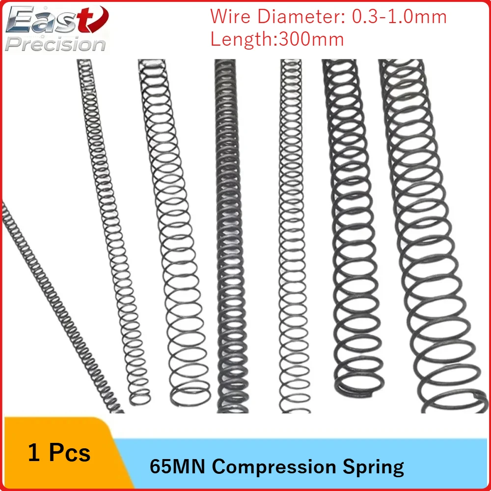 65MN Strong Compression Spring Steel Mechanical Cylindrical Spiral Coil Rotor Return Force Diameter 0.3-1.0mm Length 300mm