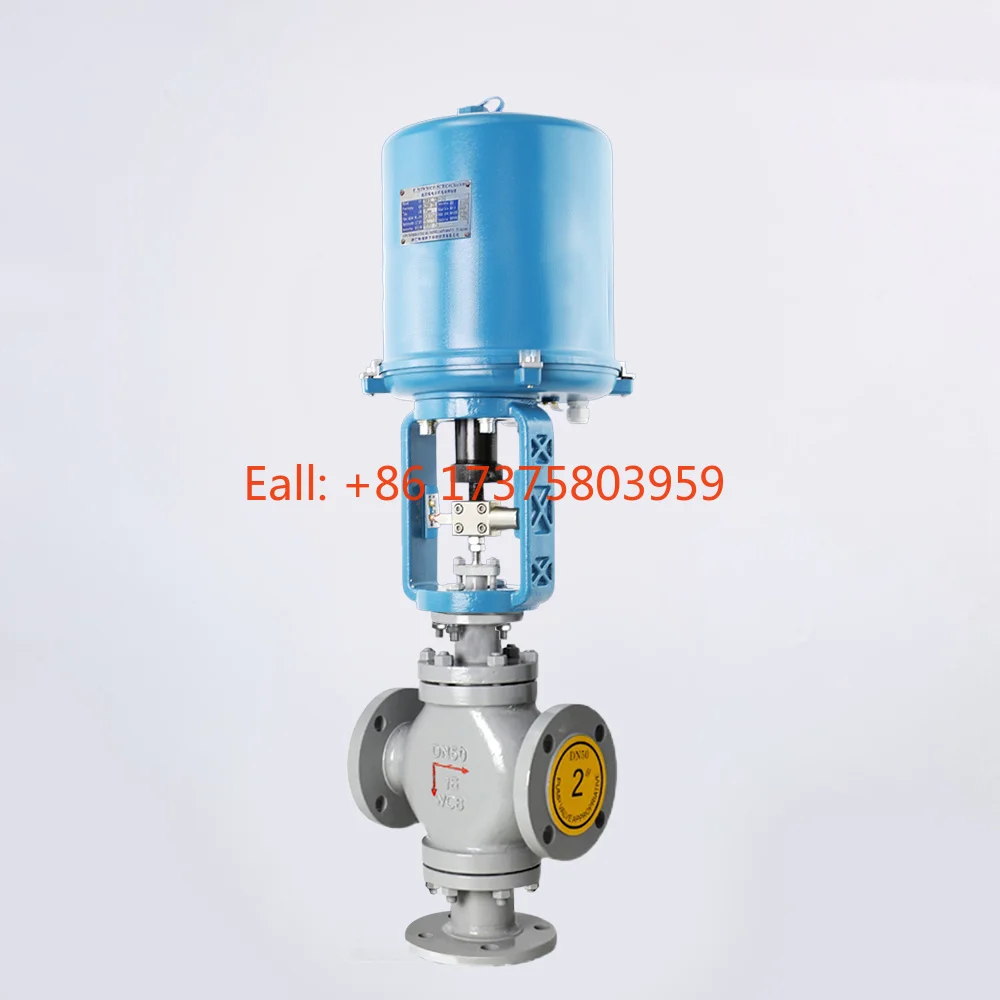 AC220V Electric Casting Steel Regulation Valve Electric Steam Flange Globe Control Valve Electric 3 Way Modulating Valve