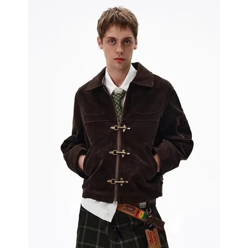 

Men's Jackets Turn-down Collar Korean Style All-match Solid Color Zipper New Autumn Winter Clothing Loose Male Short Coats