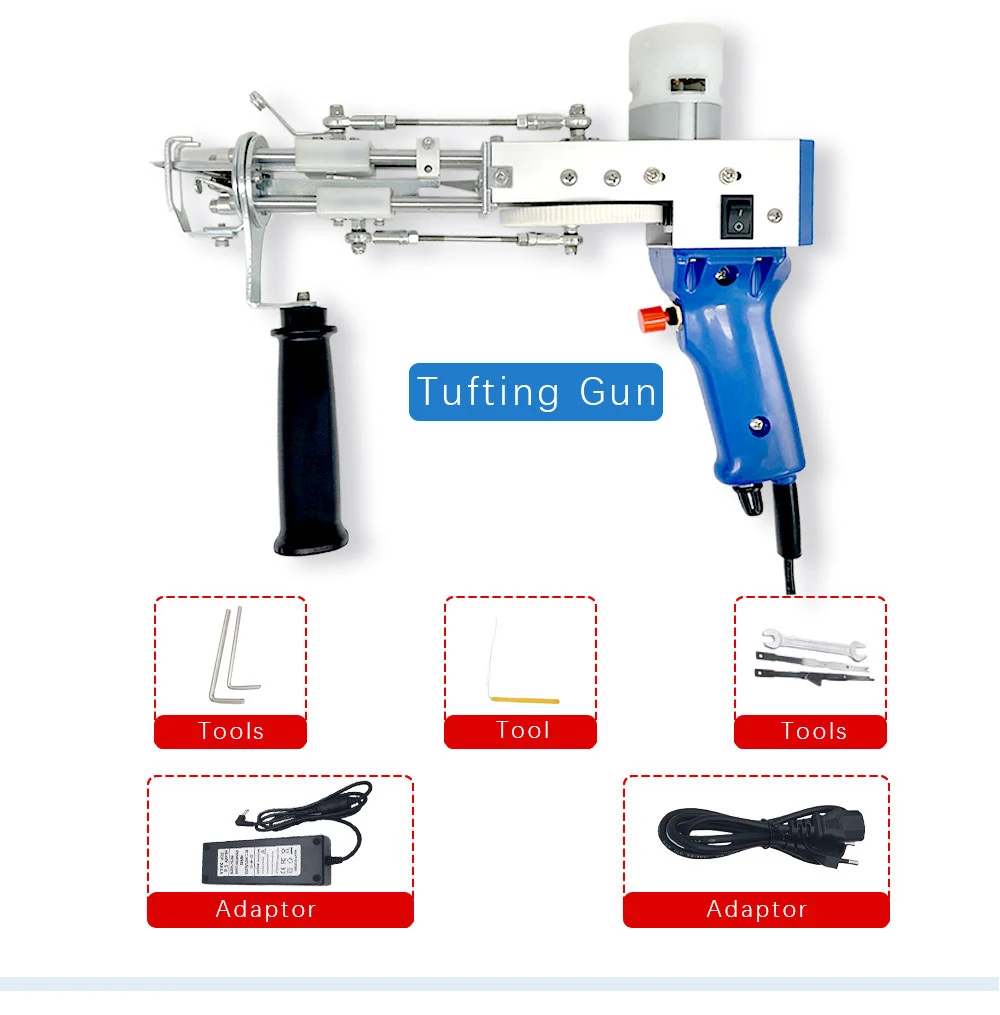 Pistola de Tufting eléctrica para alfombras, juego de pistola de Tufting para alfombras, tapis para tejer, máquina de flocado de alfombras, 2 en 1