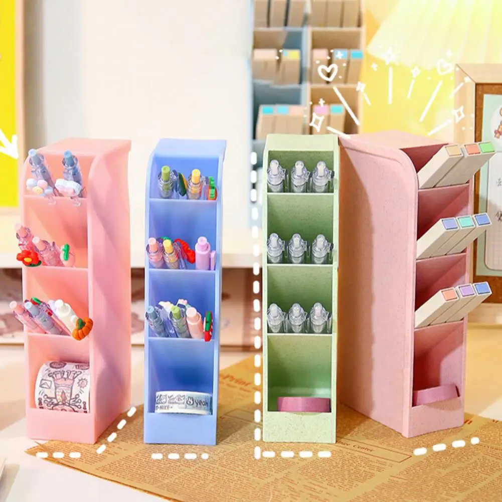 โต๊ะผู้ถือปากกาช่องเอียงเครื่องเขียนองค์กร Smooth Edge โรงเรียนสํานักงานดินสอแต่งหน้ากล่องเก็บอุปกรณ์หอพัก