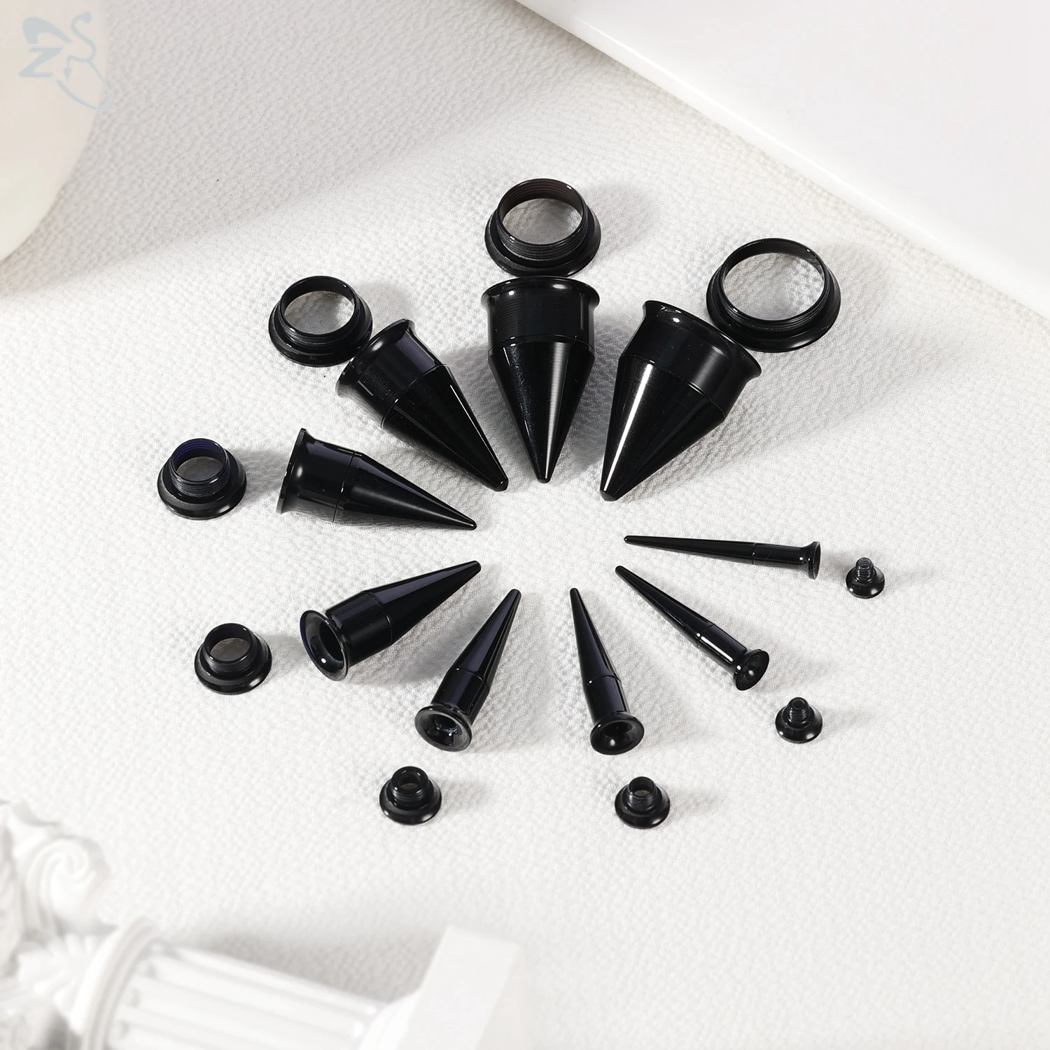 ZS 1 Pair Acrylic Spike Shape Ear Plug And Tunnel Black Ear Stretchers 3-20MM Flesh Expansion Stretcher Body Piercings Jewelry