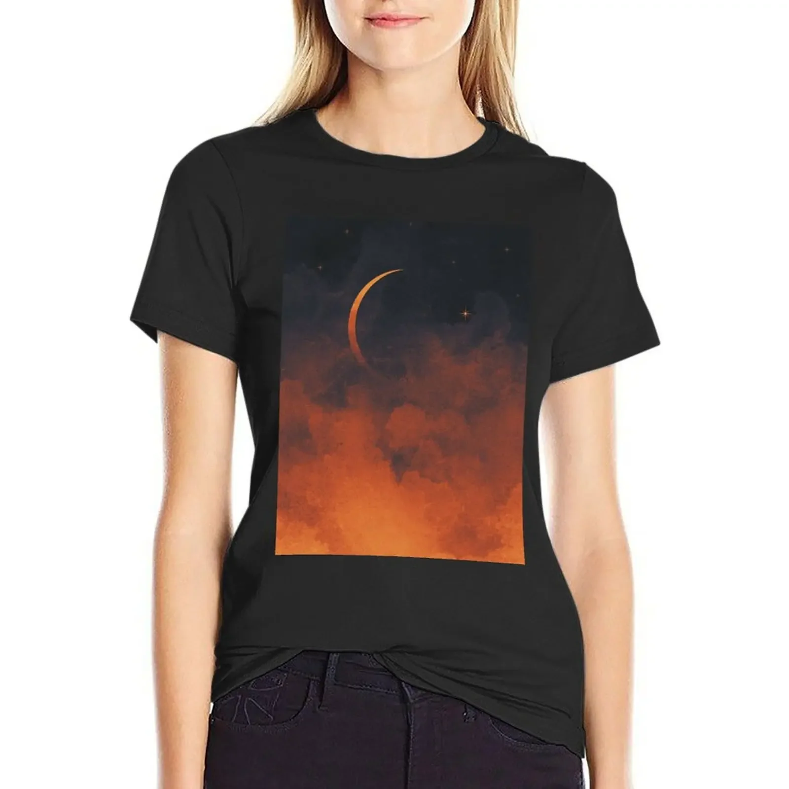 

Silent Moon T-Shirt Female clothing sports fans korean fashion aesthetic clothes Women clothes
