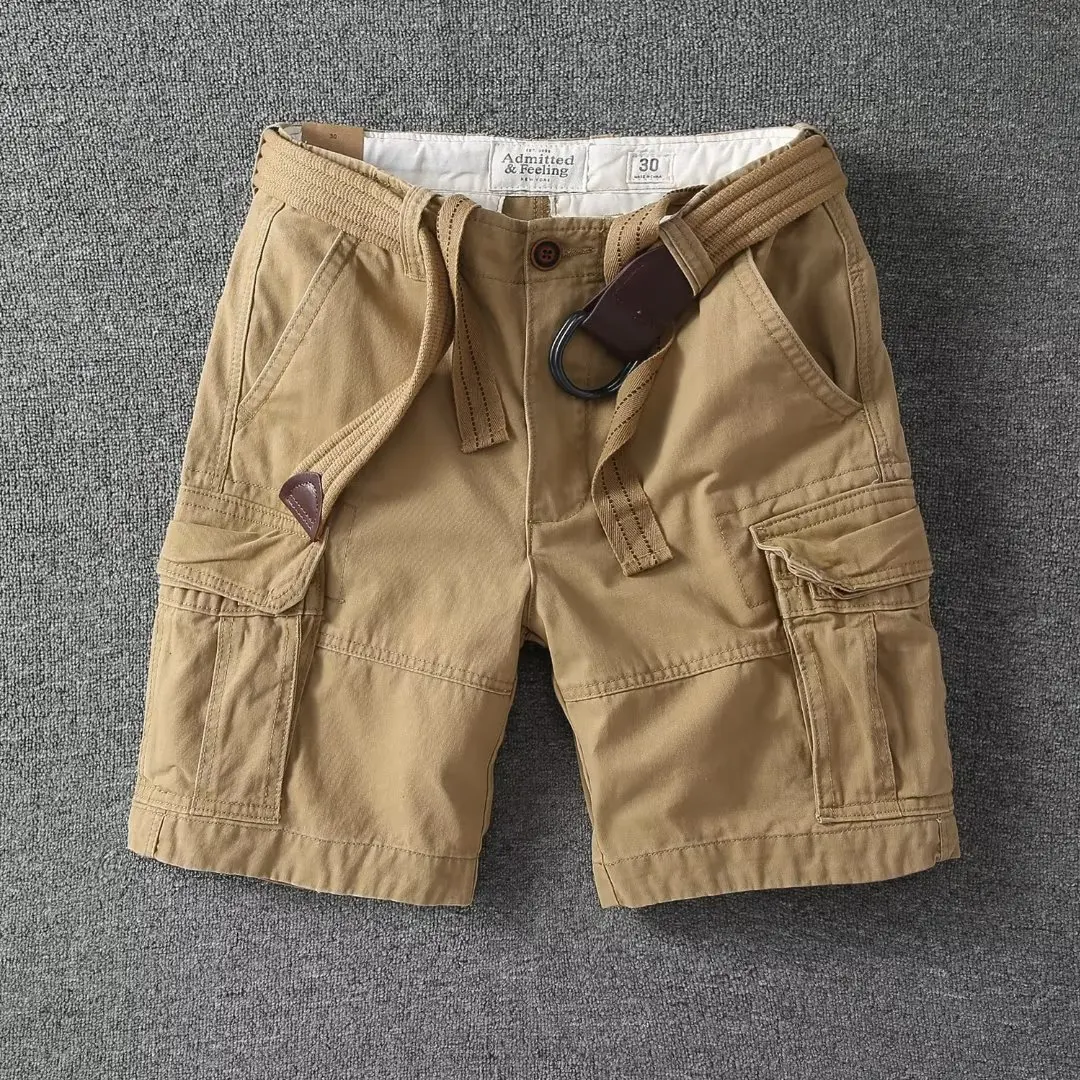 Pantalones cortos de camuflaje para hombre, ropa de trabajo holgada, recta, con bolsillo grande, de cinco puntos, novedad de verano, 2024