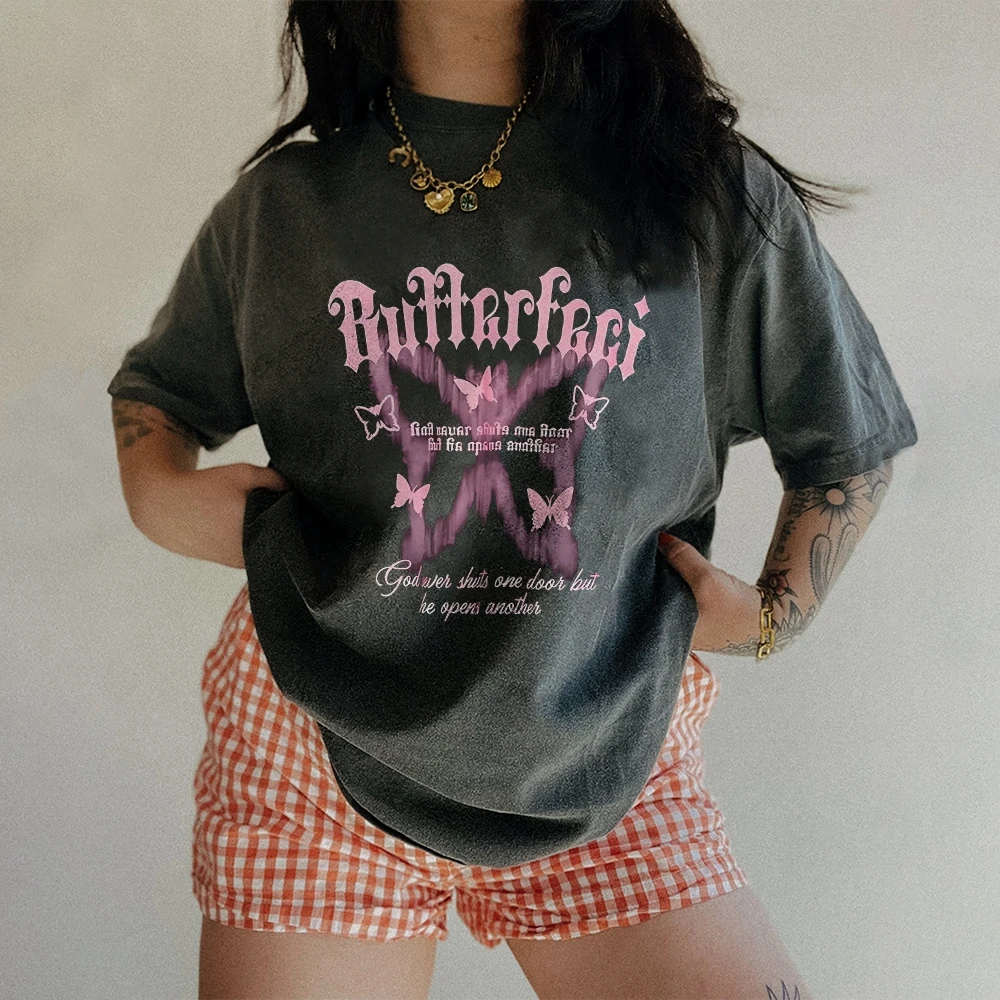 

Tops T-Shirt Dress for Women Vintage Snowflake Washed T-Shirt Graphic Cotton Oversized Streetwear Casual Summer Trendy Fashion