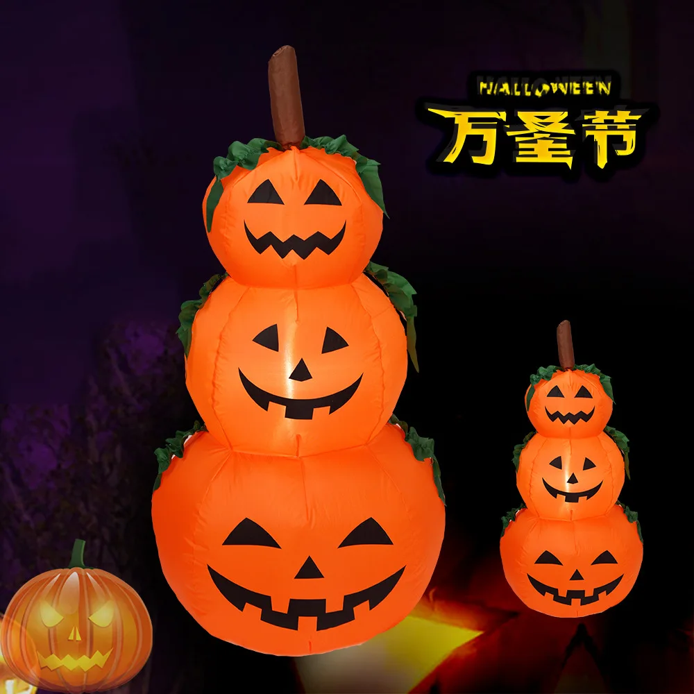 

Cross Border for Halloween Pumpkin Air Model 1.2m 3 Pumpkin Ghost Halloween Decoration Atmosphere Decoration Inflatable Model