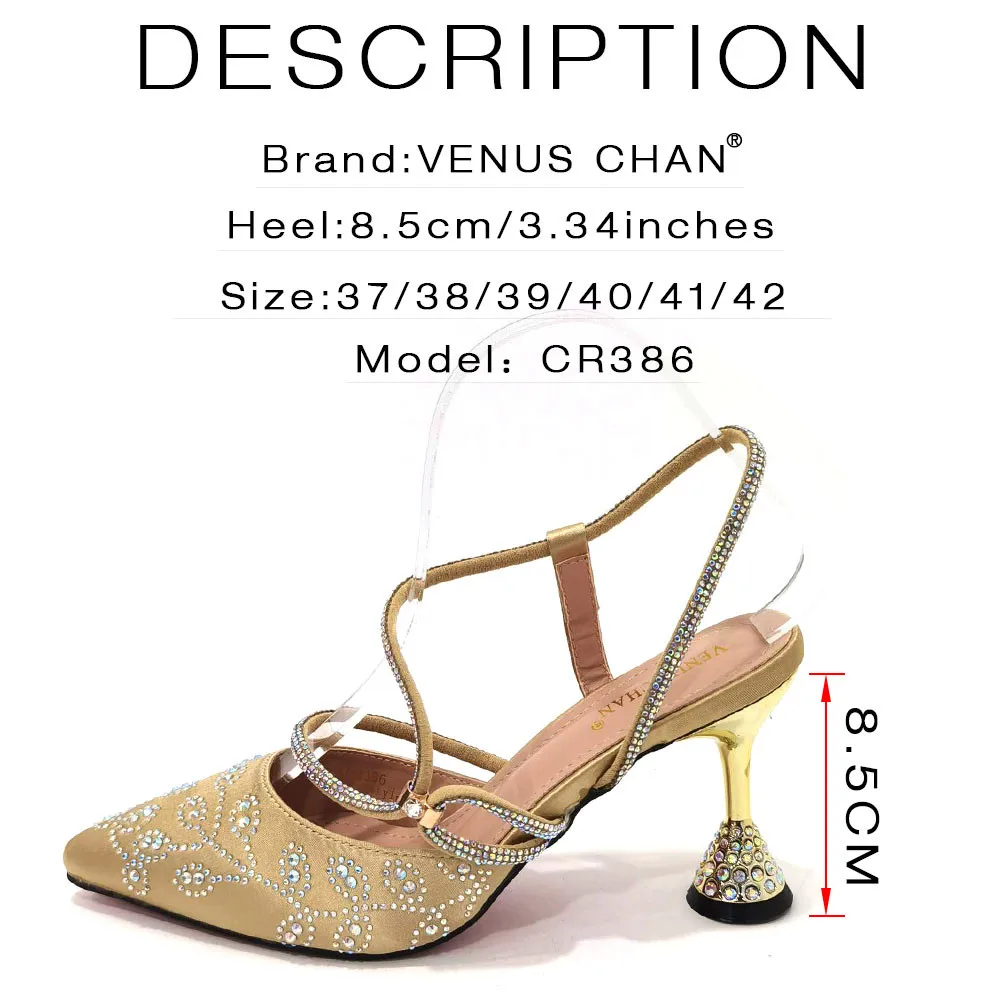 Sandals 2024 Italian Design Luxury Women\'s Pointed Shoes And Bag Set Full Diamond Decoration Metal Closure Shoes for Party