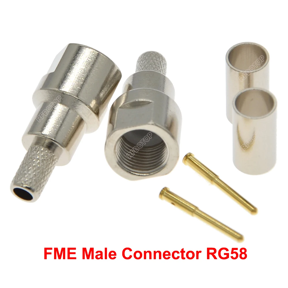 10 unids/lote conector macho FME engarzado RG142/RG58/LMR195 Cable chapado en oro 50Ohm FME-J conector RF de alta calidad