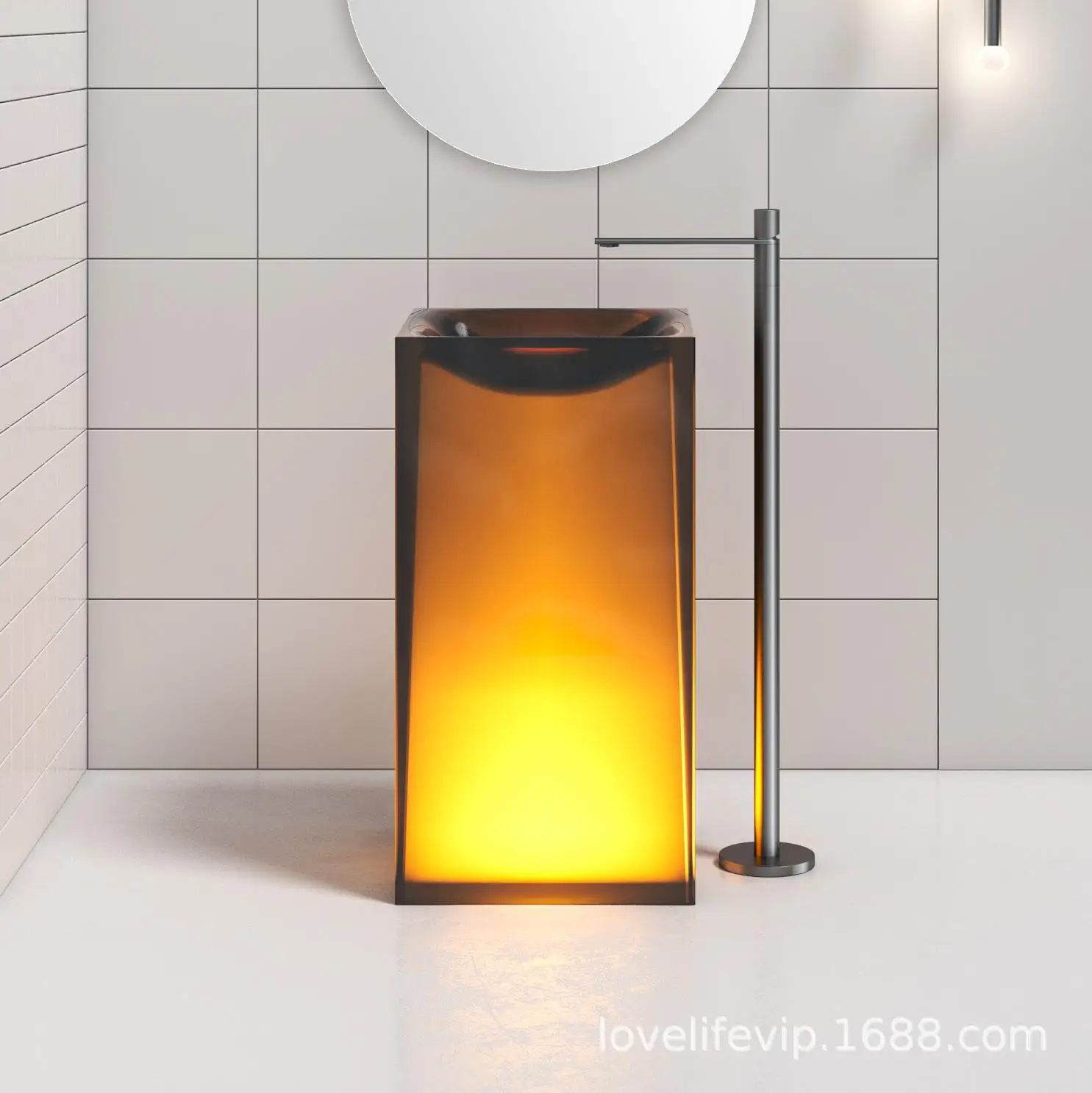 Crystal column basin Transparent polymer resin floor-to-ceiling wash basin Modern simple wind column