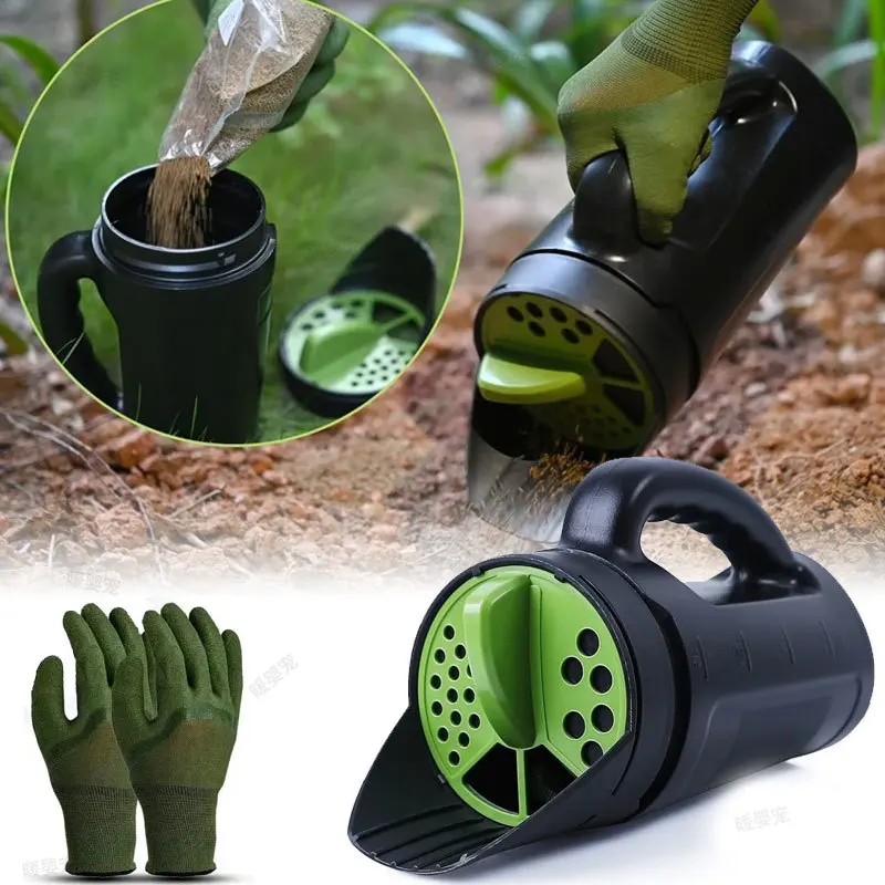 Horticultural Hand Spreader Shaker Lawn Seed Spreader for Grass Seed Fertilizer Snow Salt Ice and Snow Melt Adjustable Hole Size
