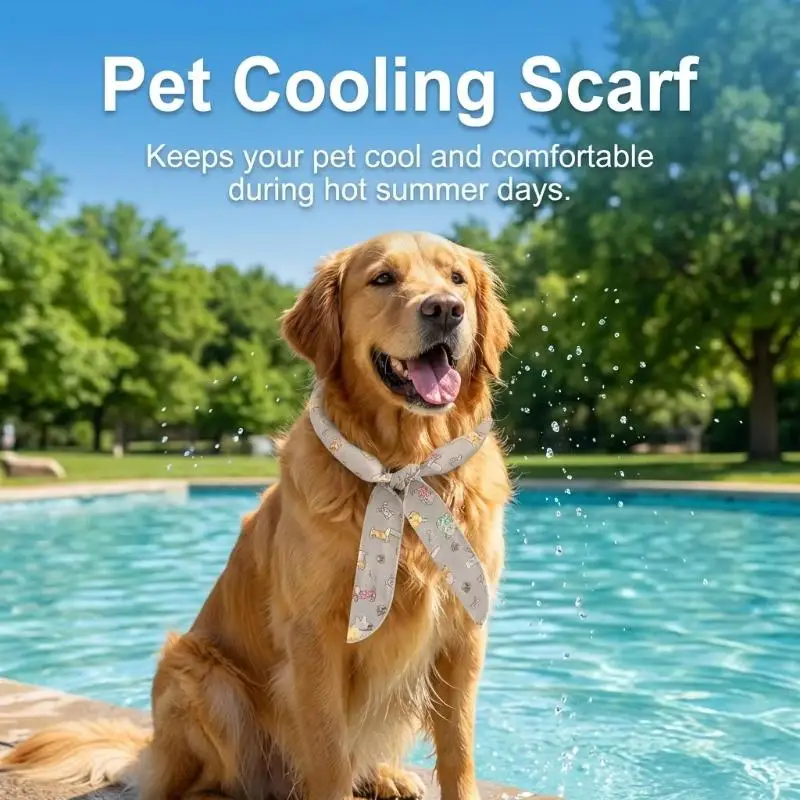 Summer Pet Cooling Neck Wrap With Quick Cooling Gel Comfortable Adjustable Design Reusable Suitable For Dogs And Cats