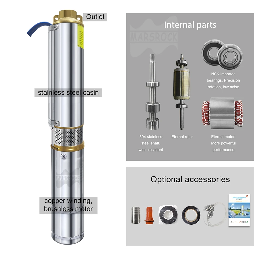 Imagem -04 - Solar dc Deep Well Bomba de Água 400w com Controlador Externo Mppt Max Flow t s pv Irrigação sem Escova Submersível