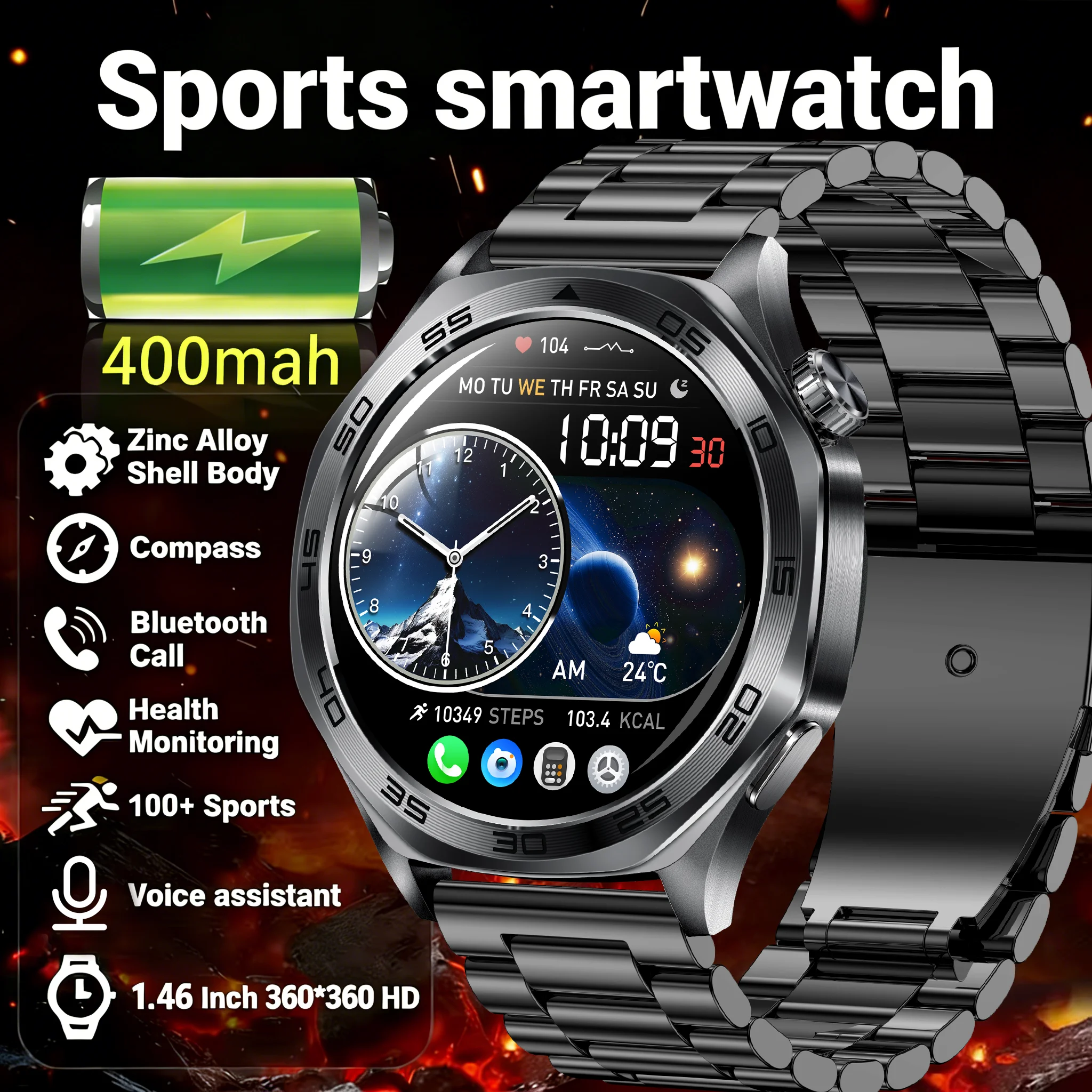

2026 New T-Rex3 GPS Sports SmartWatch Men 3ATM Waterproof Altimeter 1.46" AMOLED Screen wireless Call 100+sport Smartwatch
