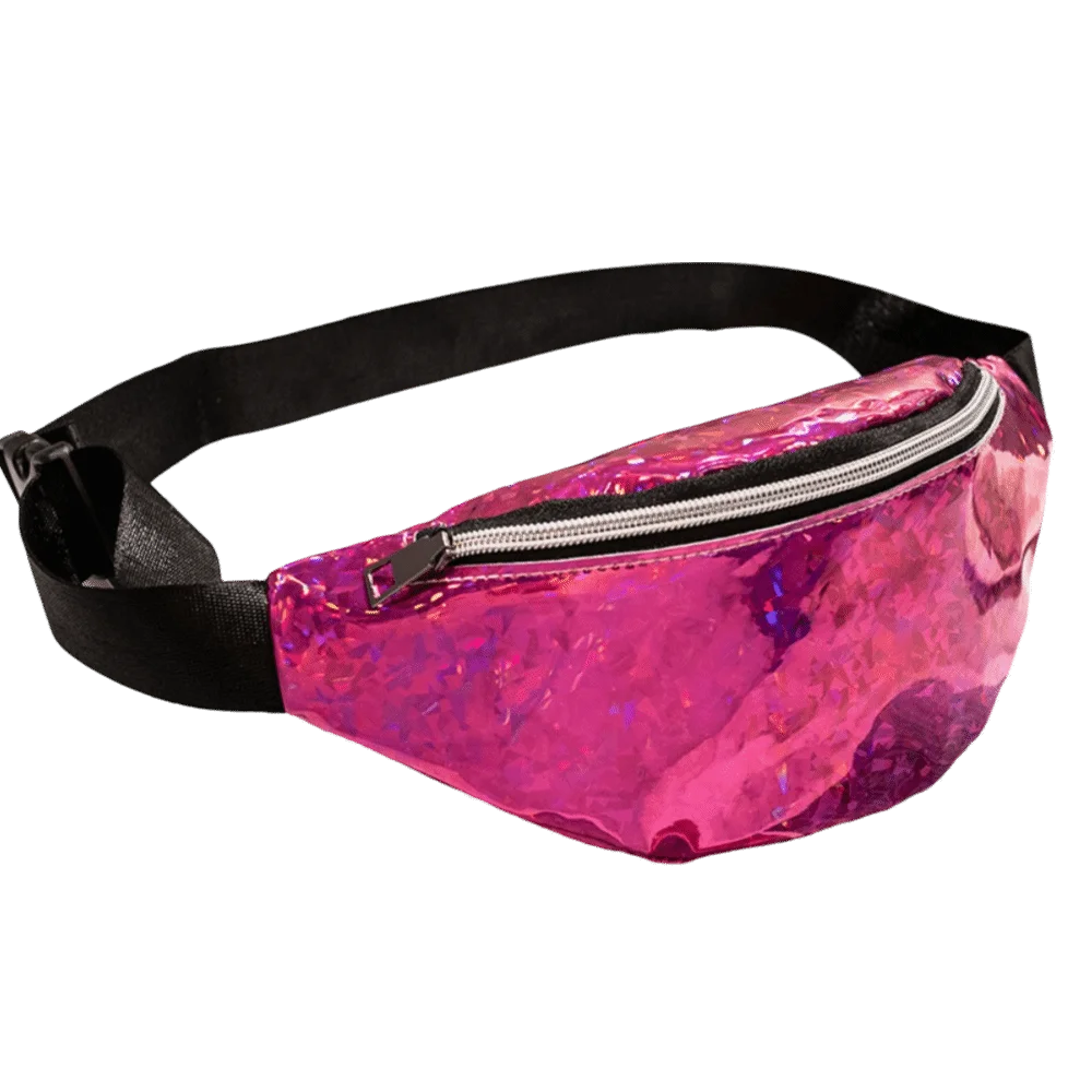 Cool Elegant Laser Fanny Pack Large Capacity Dazzling Colours Sequins Waist Bag Hip Nylon Holographic Belt Bag Holiday