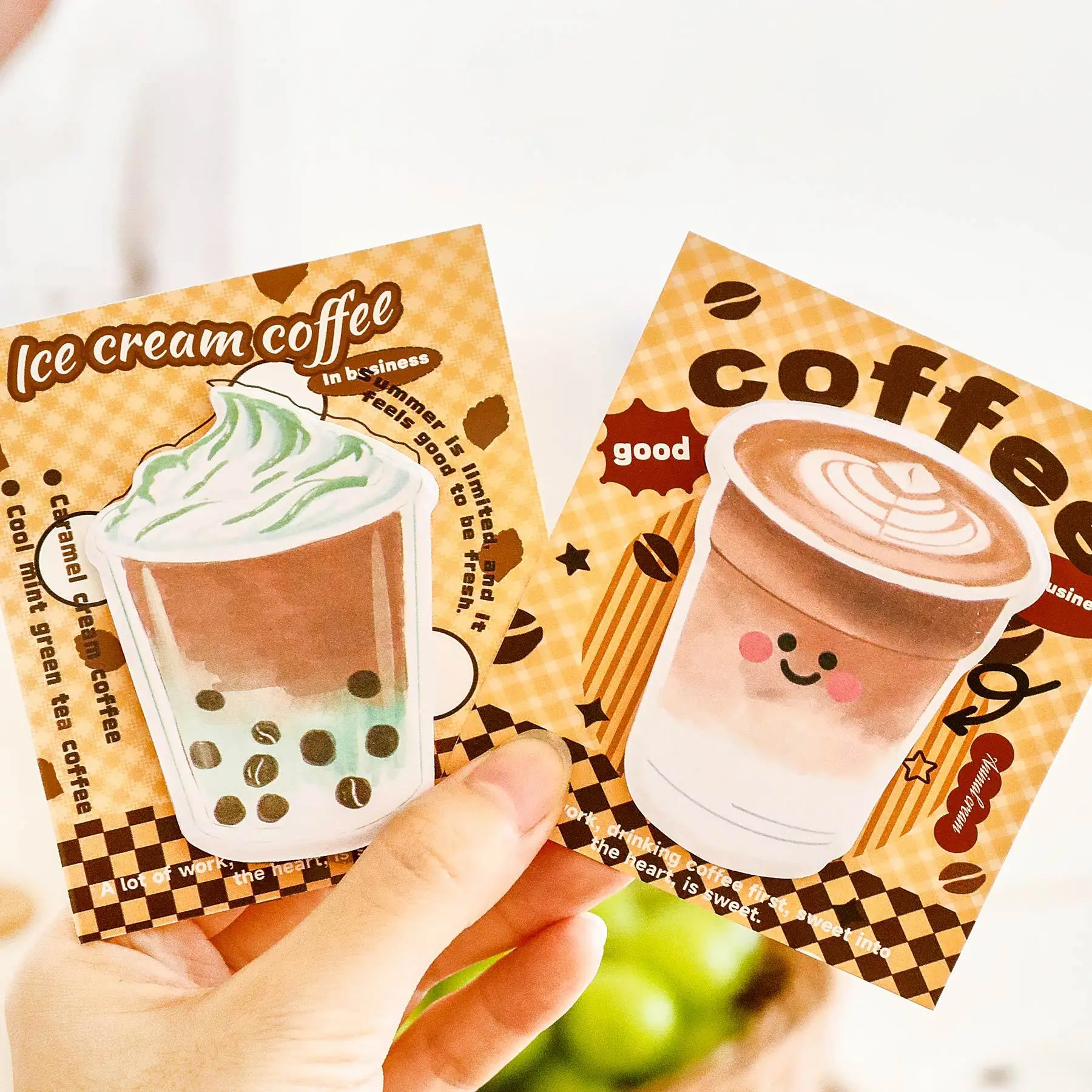 Student Milk Tea Coffee Sticky Notes, Cute Fresh Reusable N-Stick Paper, Strong Adhesion Cartoon Study Stationery Notes