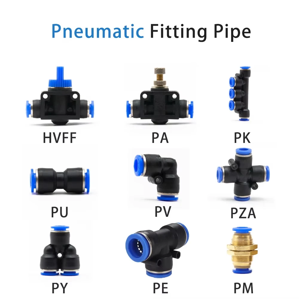 Pneumatic Fitting PU PE PY PV PM PK PZA HVFF Pipe Connector Tube Air Quick Fittings Water Push Hose Coupling 4/6/8/10/12/14/16mm