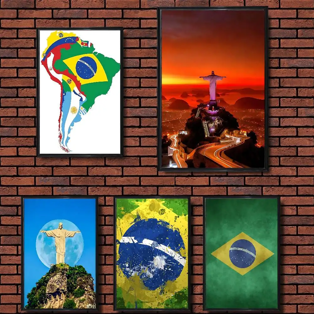

Art scenery of the Brazilian flag Poster HD Art Sticky Wall Waterproof Home Living Room Bedroom Bar Aesthetic Decoration