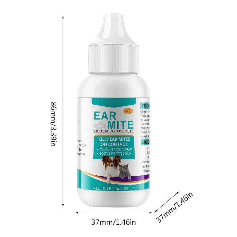 Pet Ear Mite Oil Ear MiteTreatment for Dogs and Cats Pet Ear Cleaners Dogs EarMite Oil Cats EarMite Pet Ear Canals Pet Ear Wash