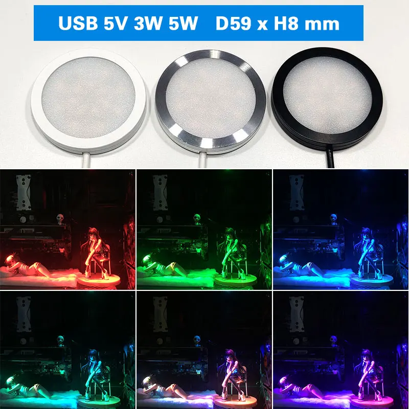 USB 5V RGB Spotlight 5W 3W 7W Surface Installation Model display light Remote Control LED Simple Wine Cabinet Light Ultra Thin