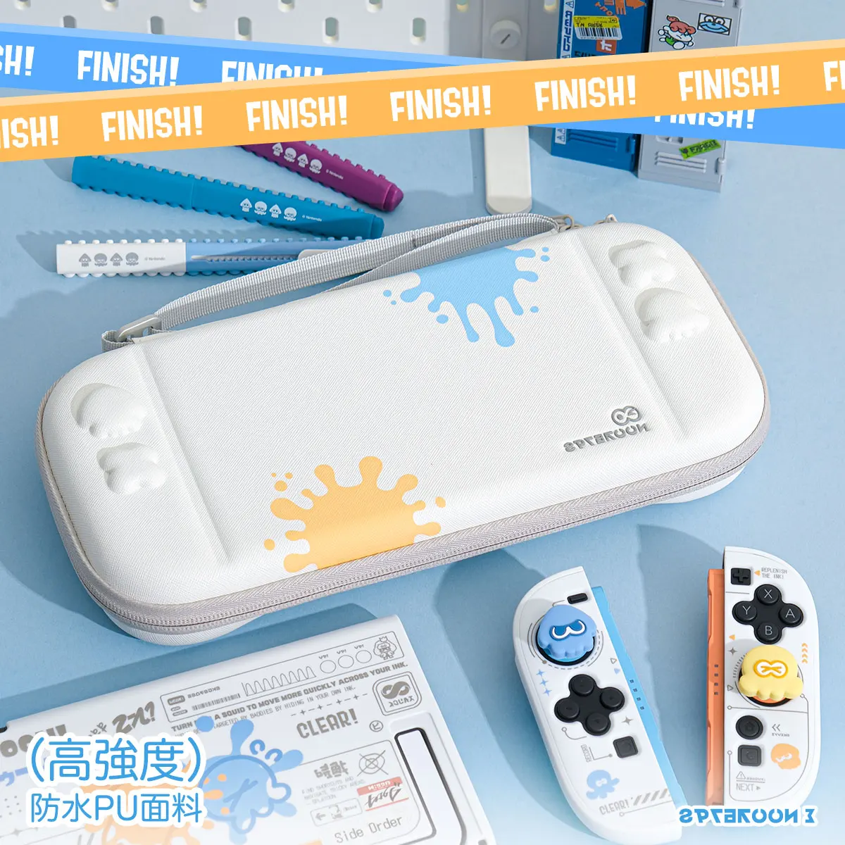 حقيبة تخزين ألعاب Switch2 الأصلية، تخصيص جرافيتي كرتوني بسيط، حقيبة محمولة مضادة للسقوط باللون الأبيض النقي، محيط الرسوم المتحركة #2