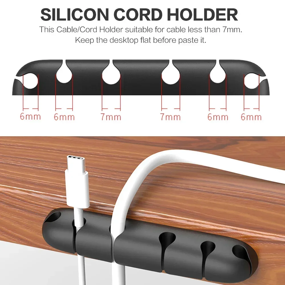 Cable Organizer Feel Free To Stick Multi-function Desktop USB Cable Organizer Wire Winder Silicone Tie Fixer Wire Management