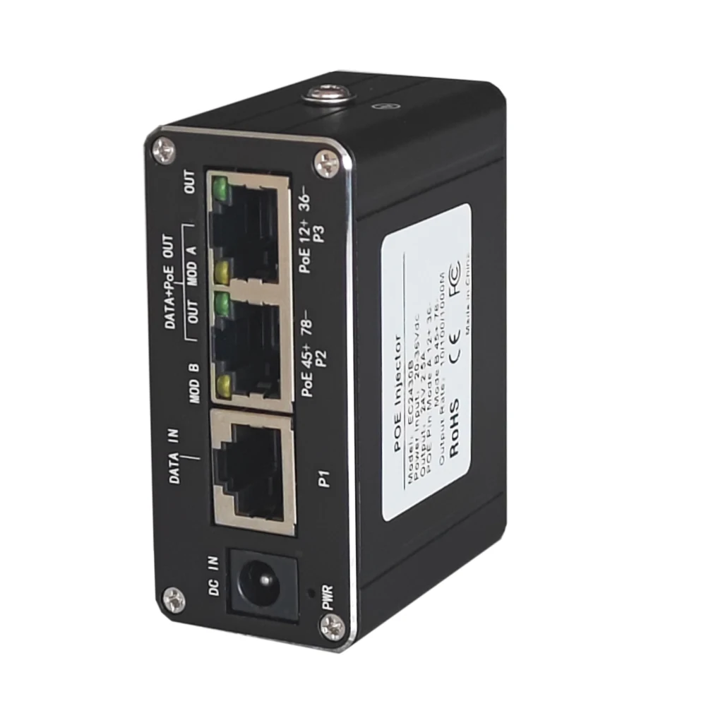MINI Gigabit POE Injector 24Vdc or 48V Input Mode A and B 24V/48V Passive POE Max 60w Output