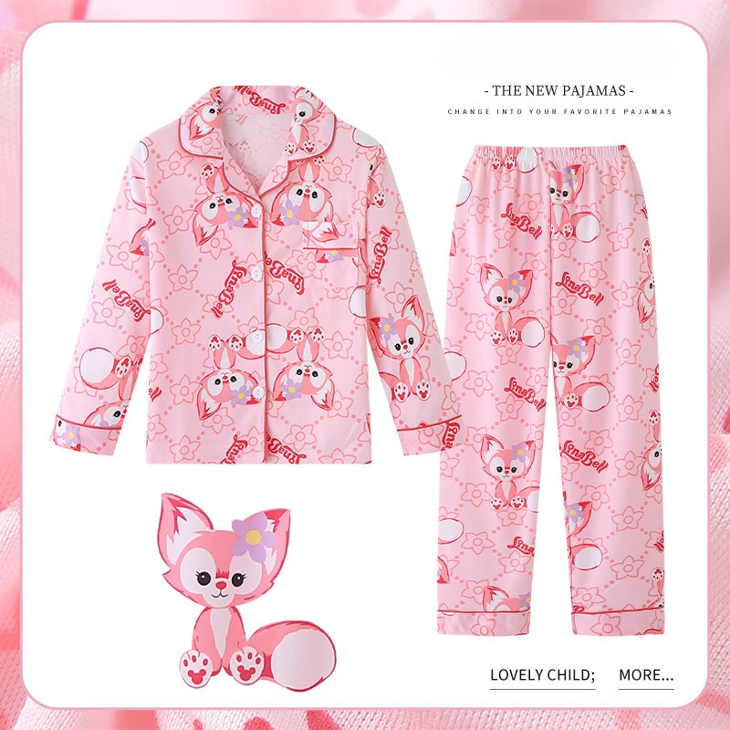 Disney Famous Children Pajama Sets Loose Suitable Cardigan Cartoon Pattern Print Kids Pajamas Suit Comfortable Soft Homedress