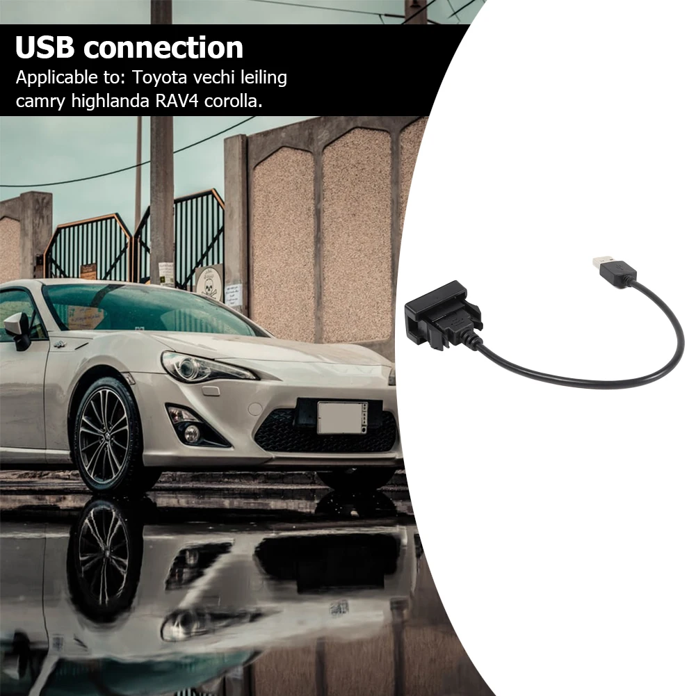 Car Dash Flush Mount USB Port Panel Extension Wire Strict Quality Standards Excellent Plastic Adapter for Corolla Black