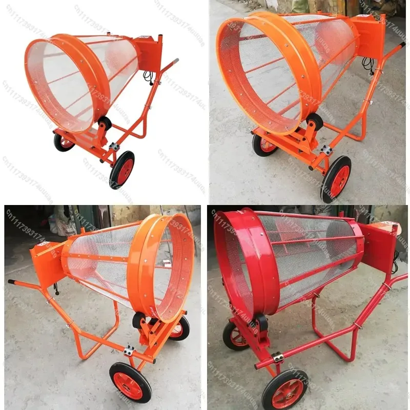 Electric Grain Vibrating Screen Machine Small Semi Automatic Push Type Shaftless Circular Drum Sifter for Sand Screening