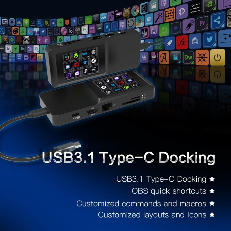 

Crazy Goat Stream Deck Multi Functional Usb Type-c Docking With Hub Intelligent Display Dock,control Zoom Teams Powerpoint Ms